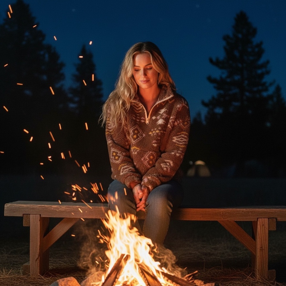 Love Tree Tan Three Quarter Zip Fleece Outerwear Womans XL - Picture 3 of 4